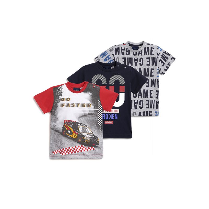 Boys Typography Printed T-shirt (Pack of 3) image number 0